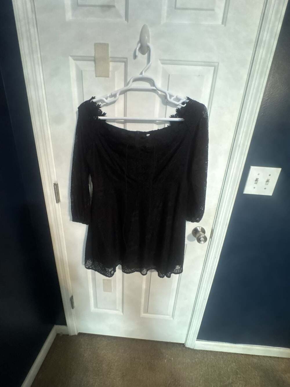Unbranded Black Lace Off-Shoulder Mini Dress Size 1XL